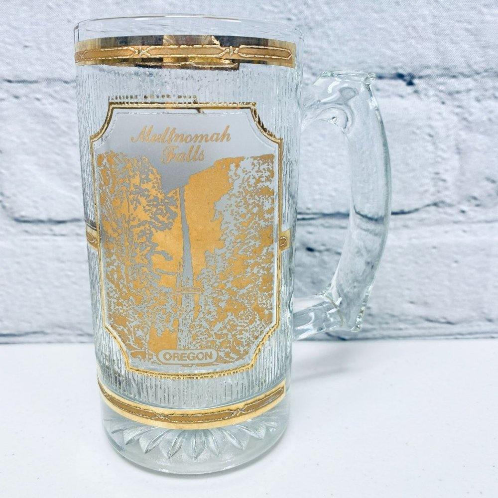 Vintage Multnomah Falls Oregon Souvenir Glass Beer Mug by Culver